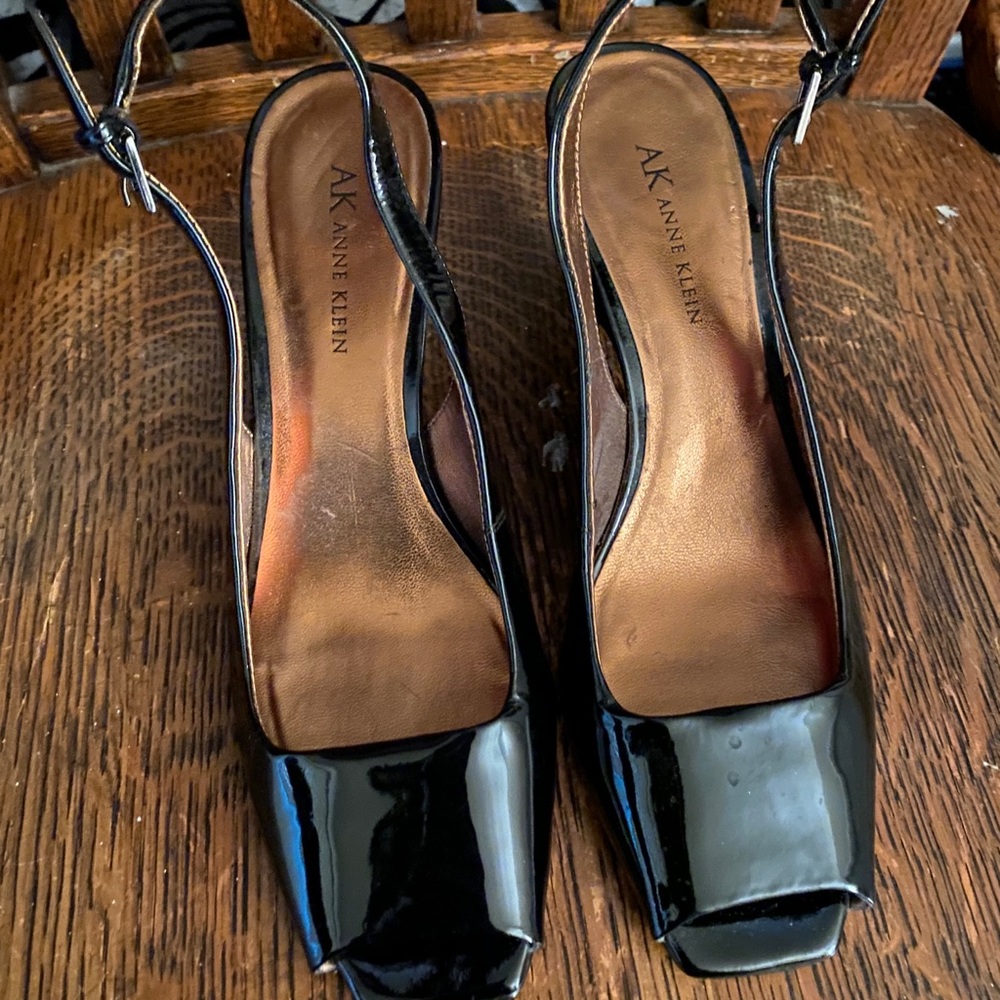 Open Toed Black Anne Klein Wedges